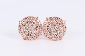 10k Rose Gold Round Earrings .850Ctw