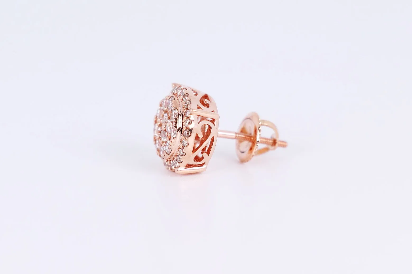 10k Rose Gold Round Earrings .850Ctw