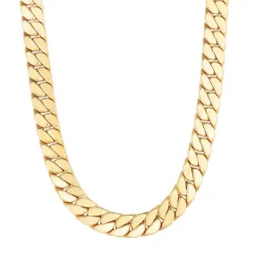 14K Yellow Gold Maschino Skinny Mens Modern Curb Necklace - 24"