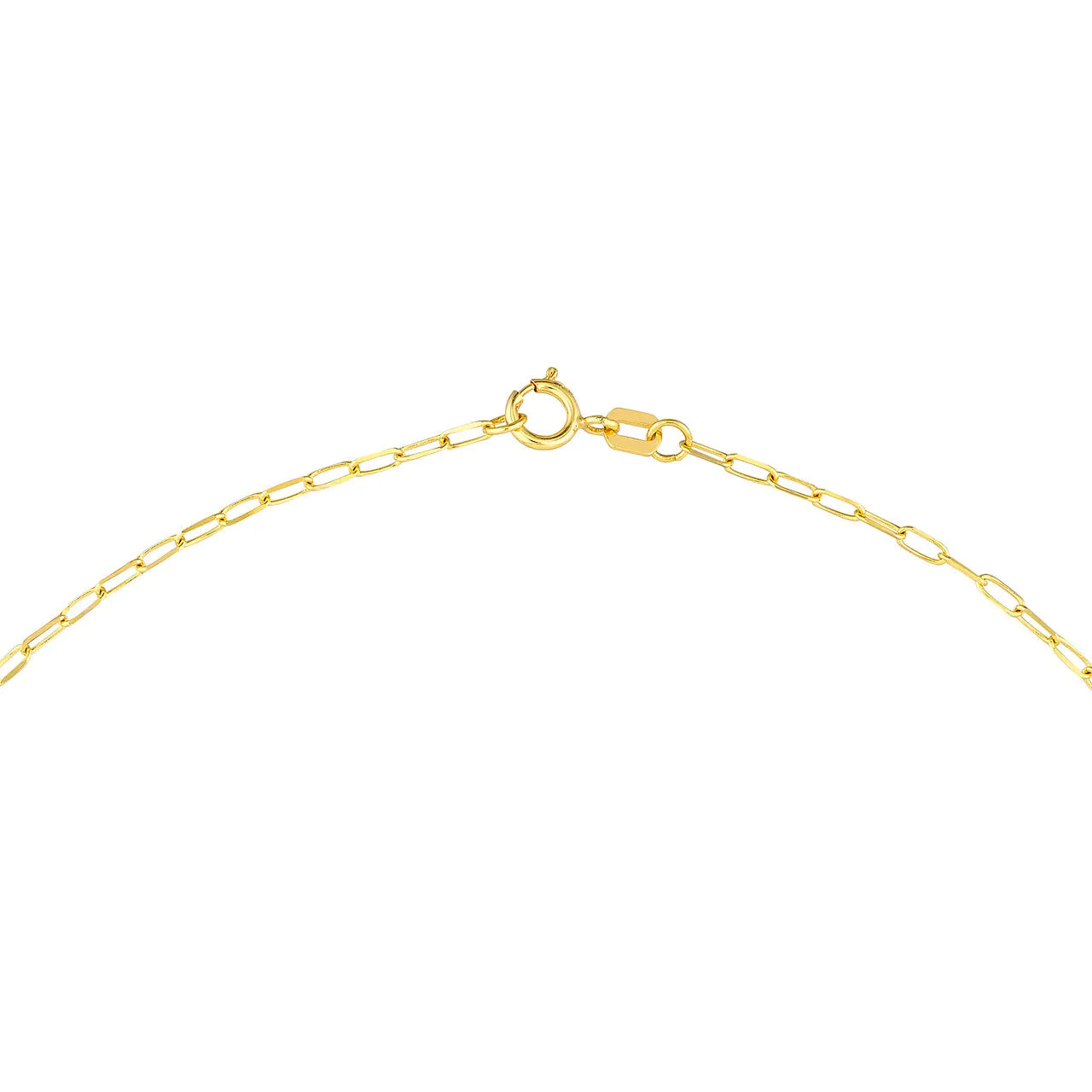 14K Yellow Gold Sideways Cross Paperclip Chain Pendant Necklace