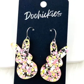 1.5 Confetti Marshmallow Bunnies - Easter Earrings - Pastel Pink & Yellow