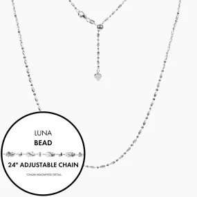 24 Italian Luna Bead Adjustable Chain (Silver)