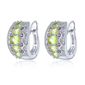 2.85 Carats Peridot 925 Sterling Silver Hoop Earrings