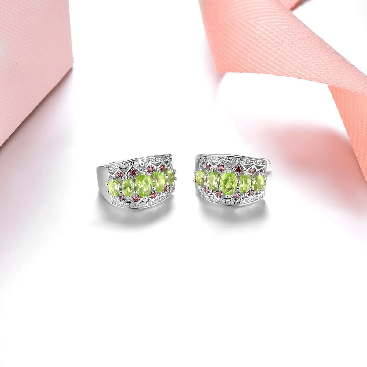 2.85 Carats Peridot 925 Sterling Silver Hoop Earrings