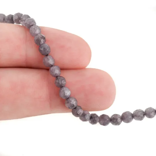 4mm Round STEEL GREY JADE Gemstone Beads Faceted, strand, gjd0206