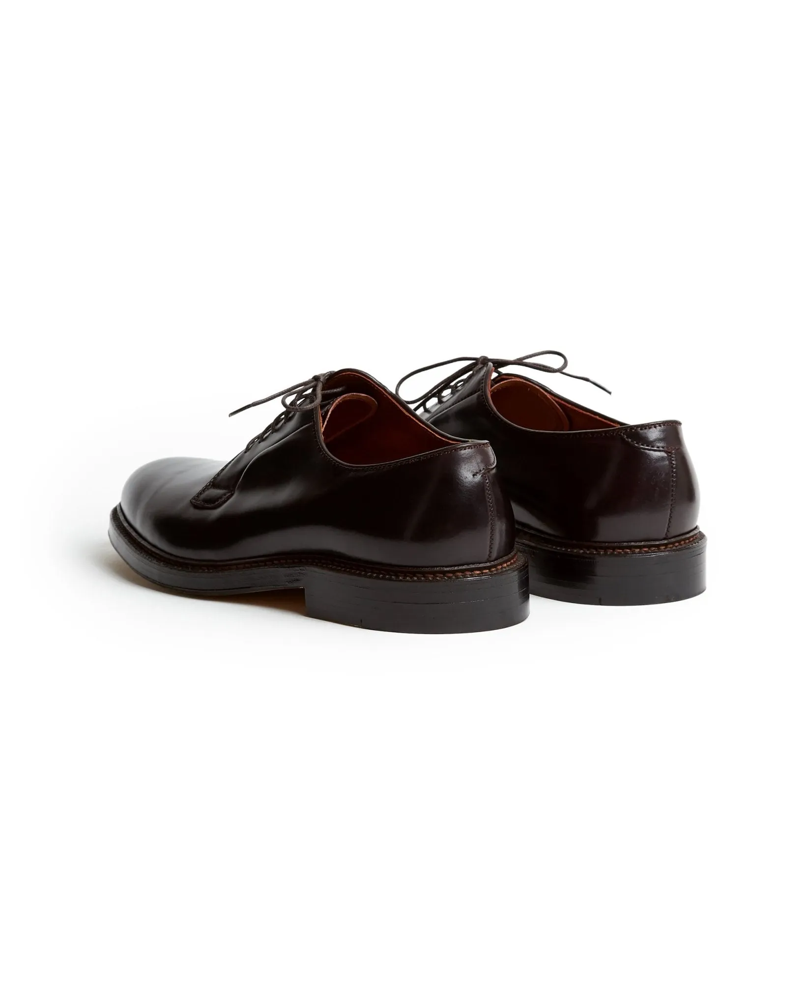 Alden Cordovan Plain Toe Blucher Shoe: Dark Burgundy 990