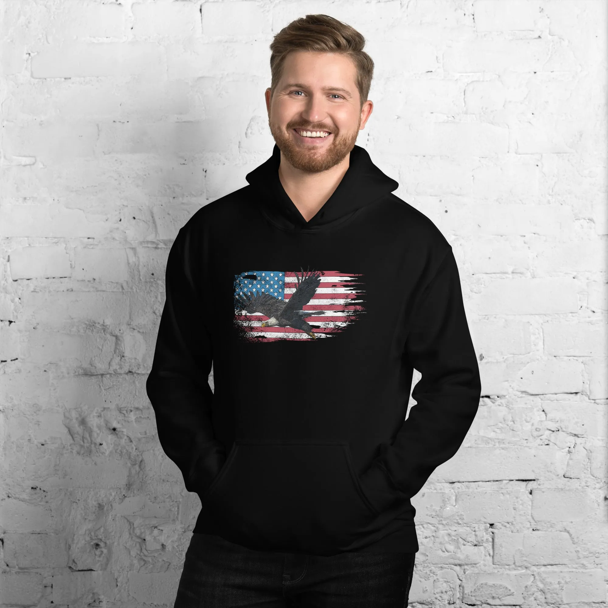 American Flag Hoodie Bald Eagle Sweatshirt