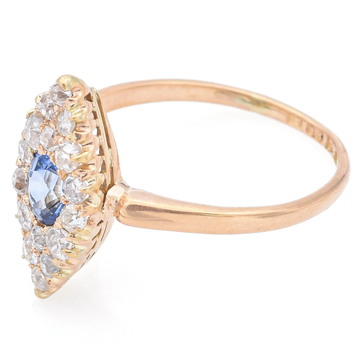 Antique 18K Yellow Gold Sapphire & 0.60 TCW Diamond Cocktail Ring Size 8.25