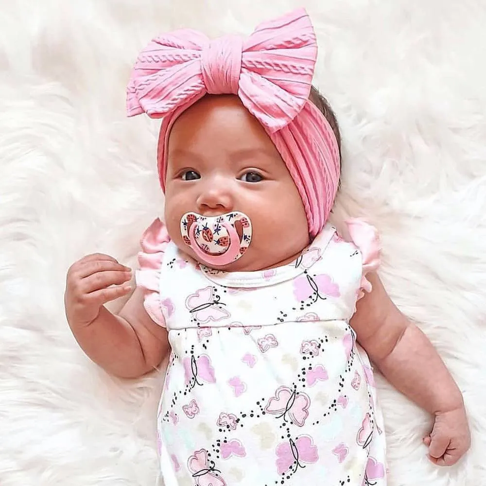 Baby Top Knot Double Bow Headband Magenta