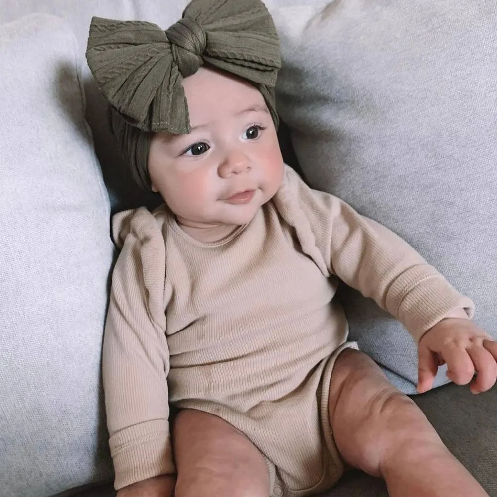 Baby Top Knot Double Bow Headband Sage