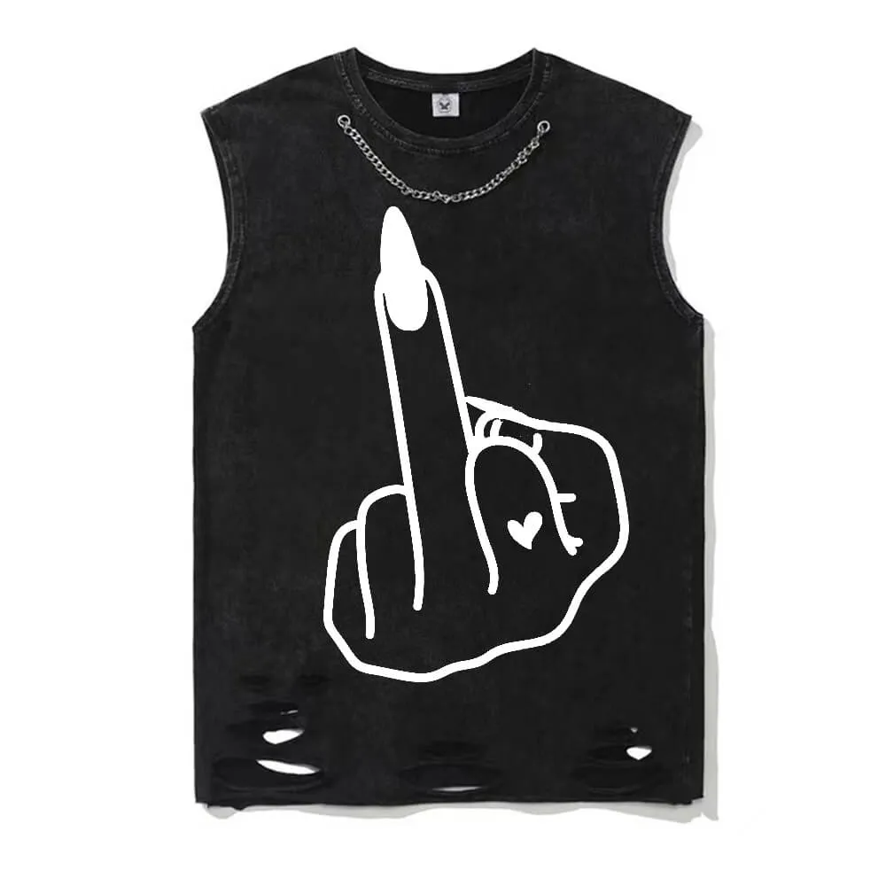 Beautiful Women’s Hand Fuck Gesture Cotton Vest Top