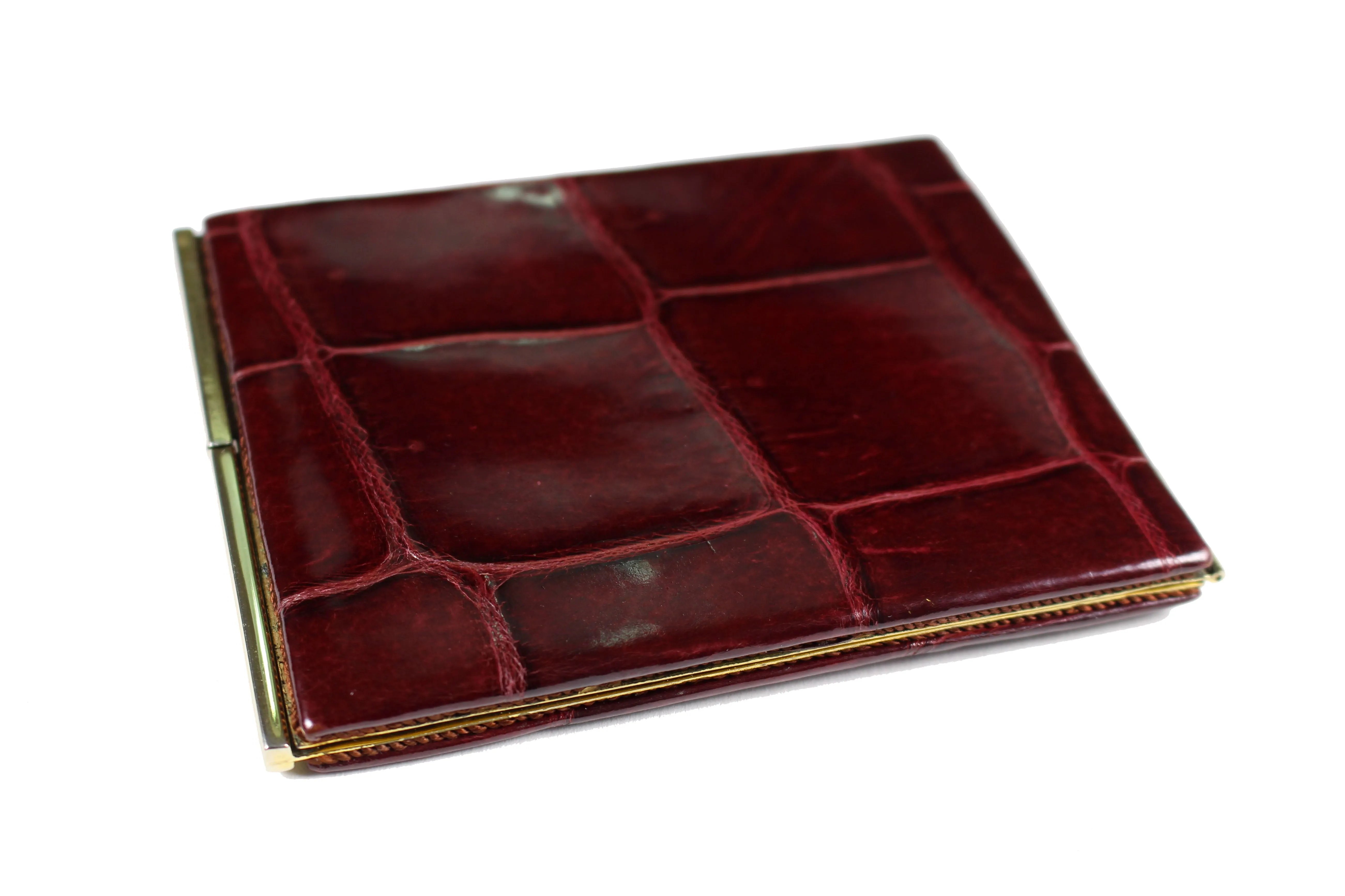 Brown crocodile skin cigarette case