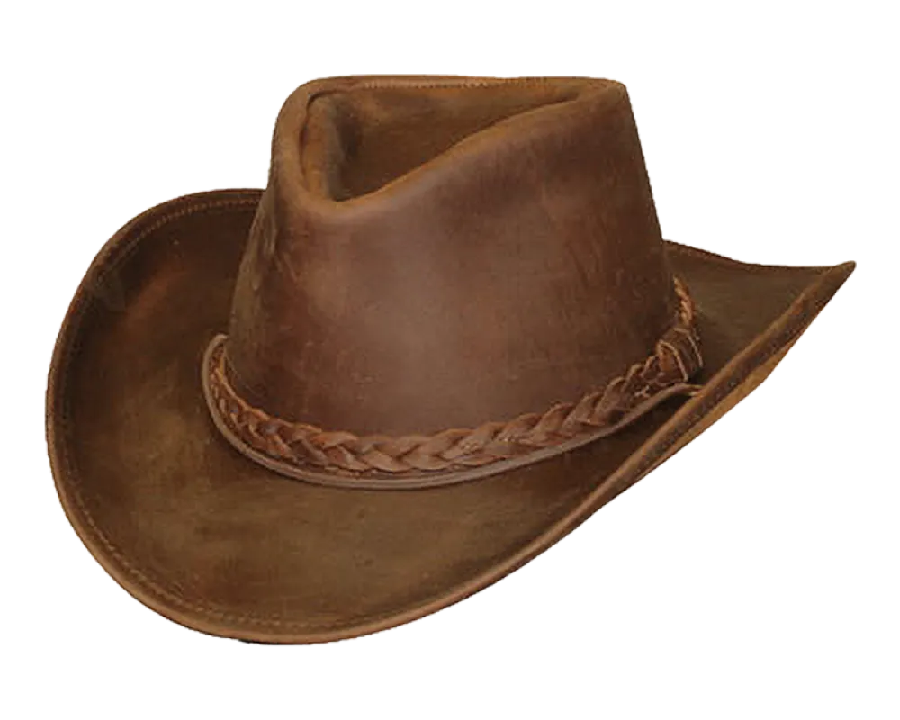 Brown Leather Cowboy Hat