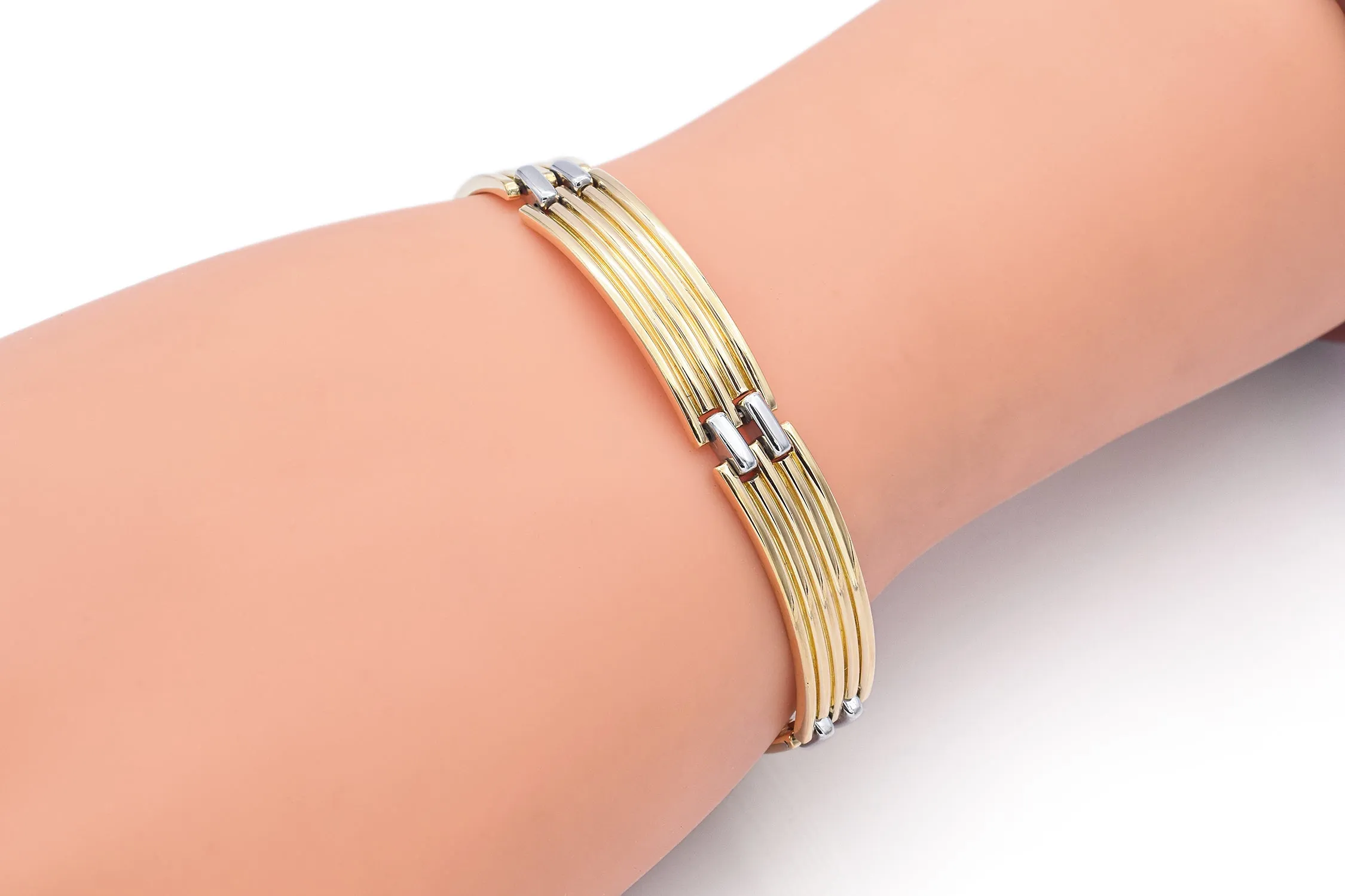 Bvlgari 18K Yellow Gold & 950 Platinum Groove Link Bracelet