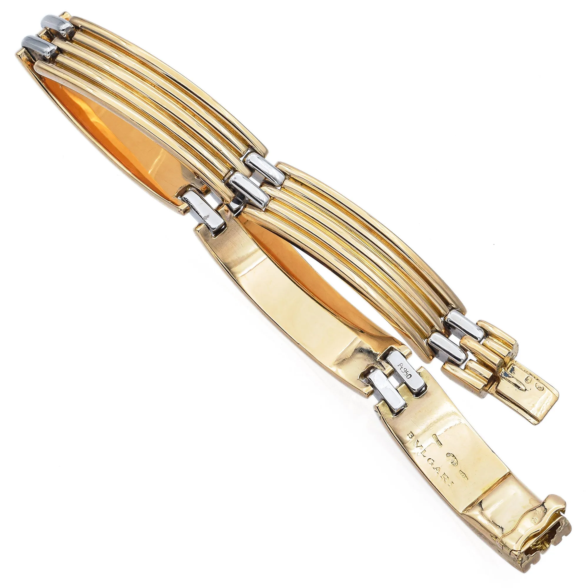 Bvlgari 18K Yellow Gold & 950 Platinum Groove Link Bracelet