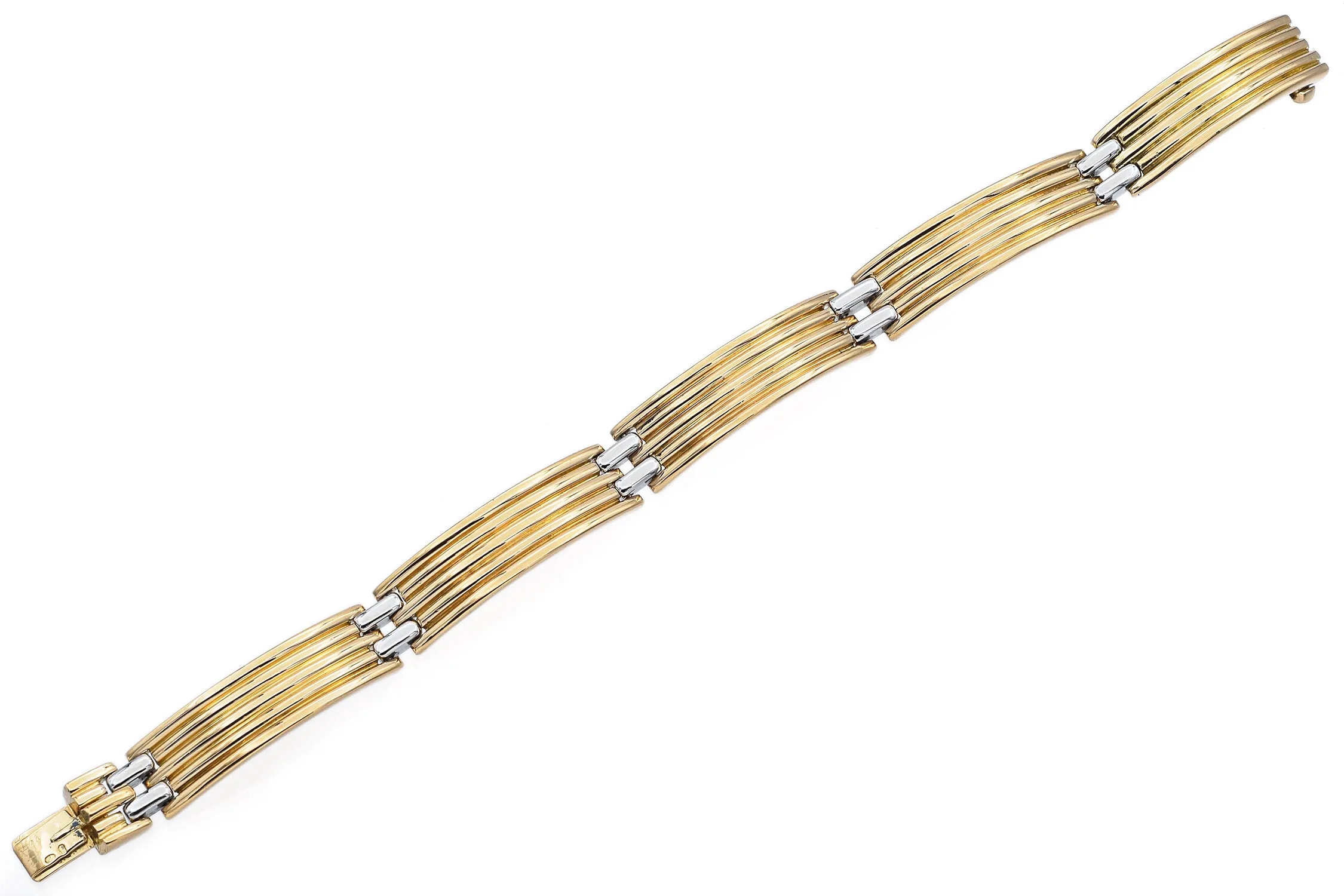 Bvlgari 18K Yellow Gold & 950 Platinum Groove Link Bracelet