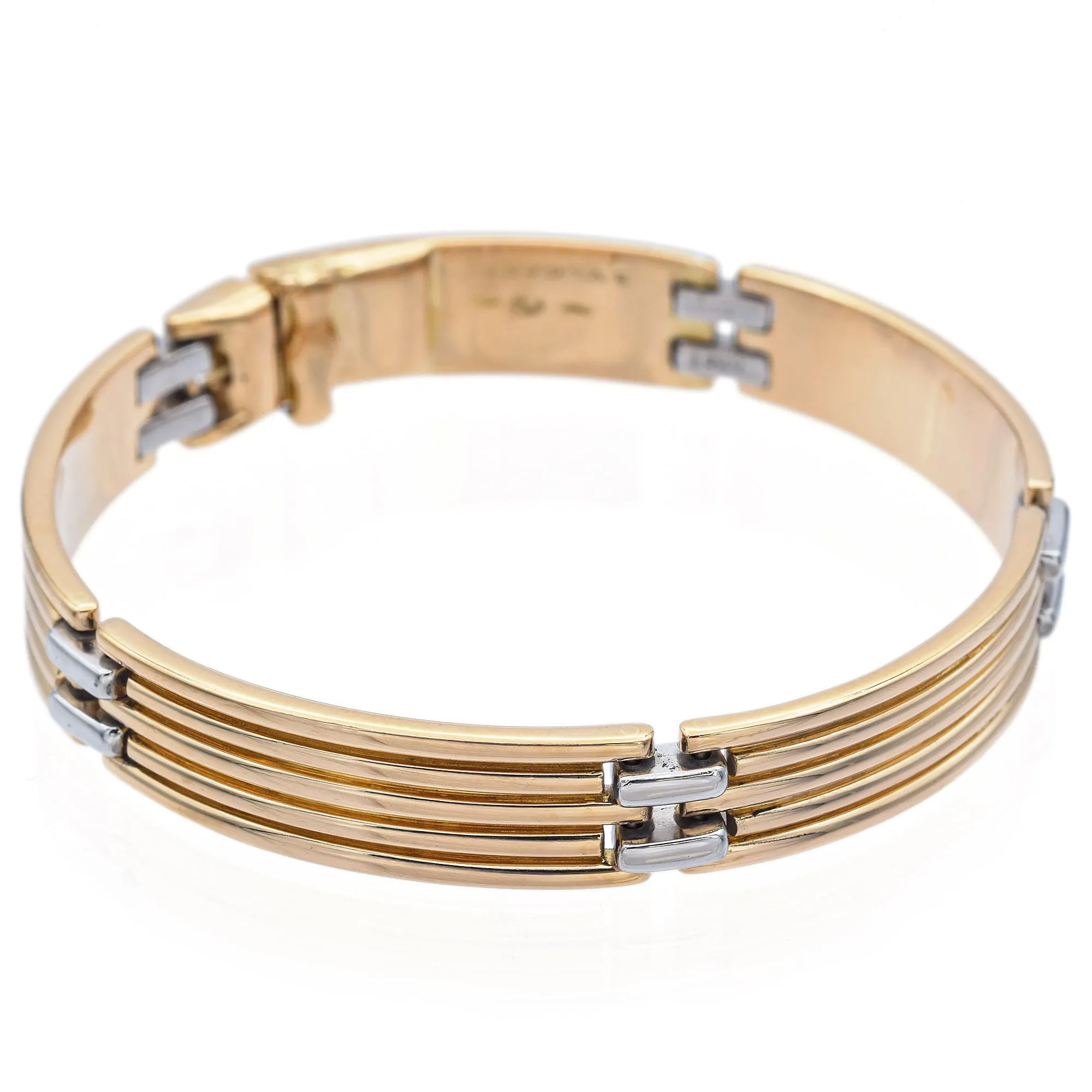 Bvlgari 18K Yellow Gold & 950 Platinum Groove Link Bracelet