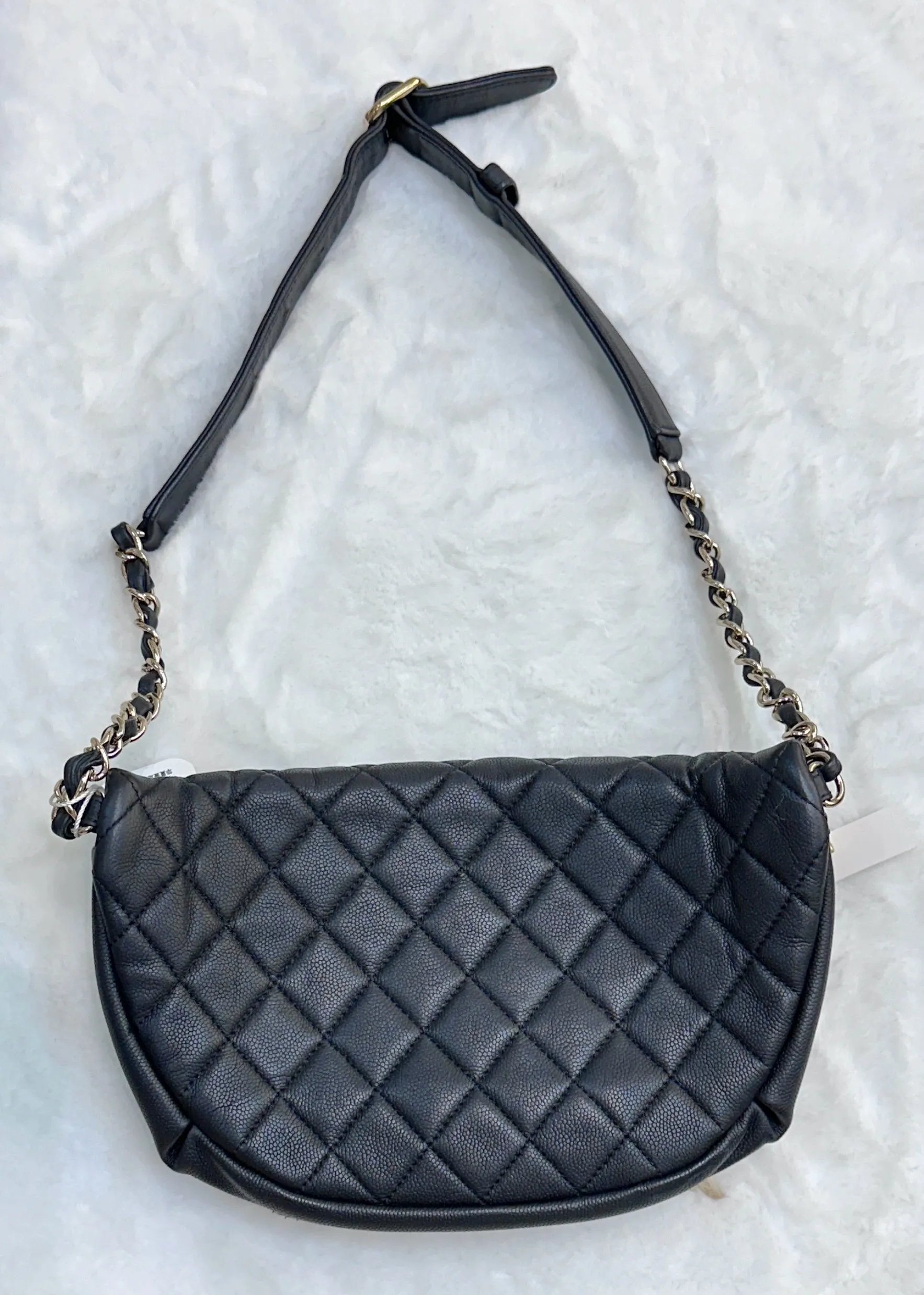 Chanel Black Quilted Caviar Leather Business Affinity Waist Belt Bag