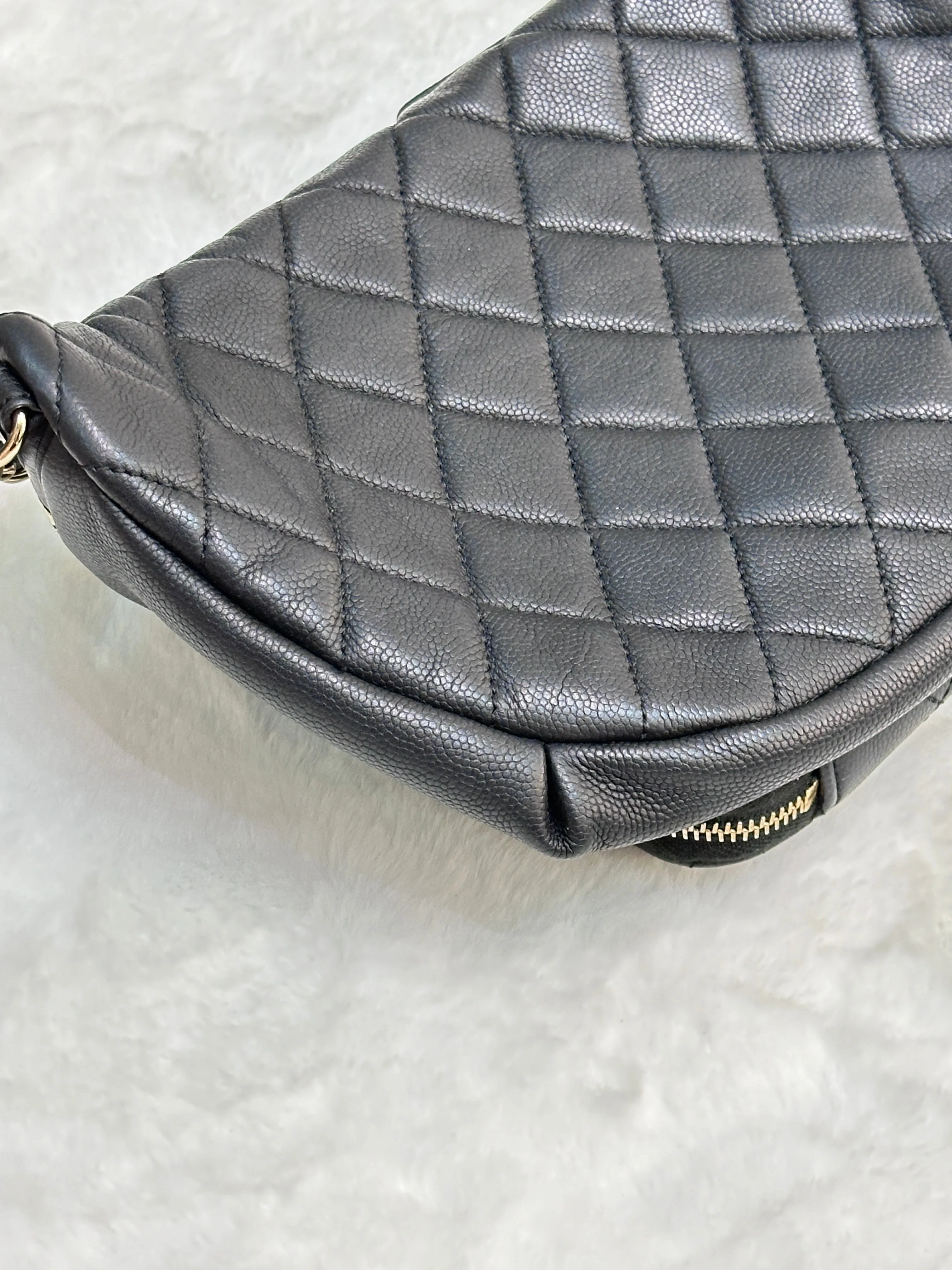 Chanel Black Quilted Caviar Leather Business Affinity Waist Belt Bag