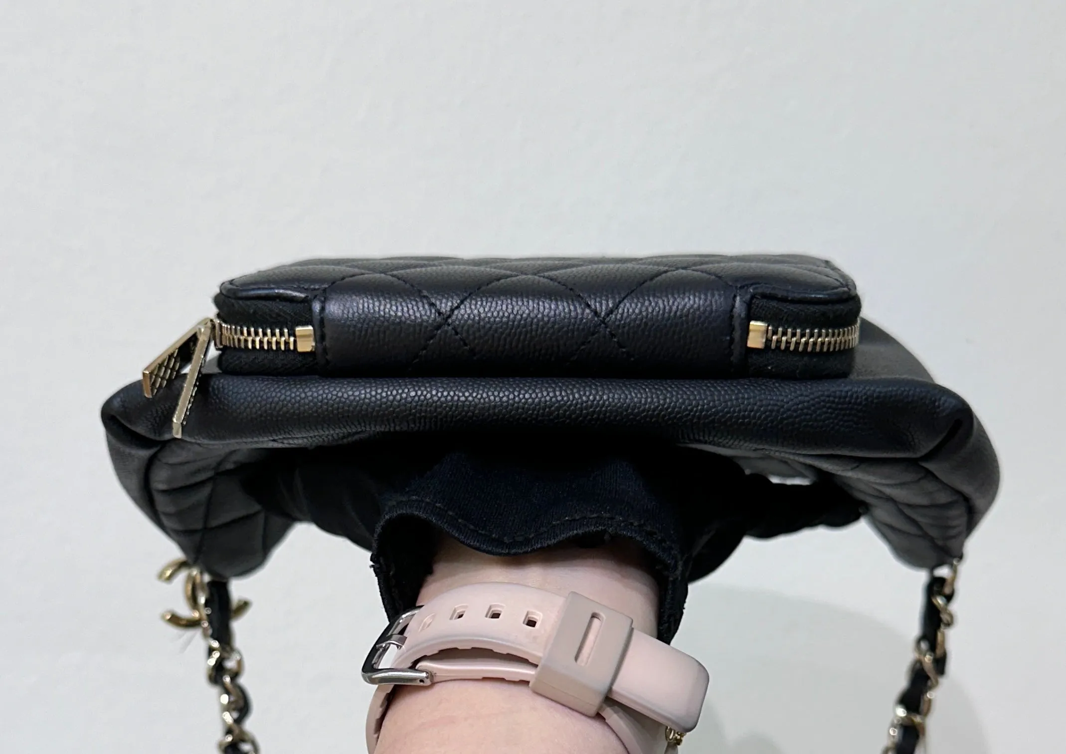 Chanel Black Quilted Caviar Leather Business Affinity Waist Belt Bag