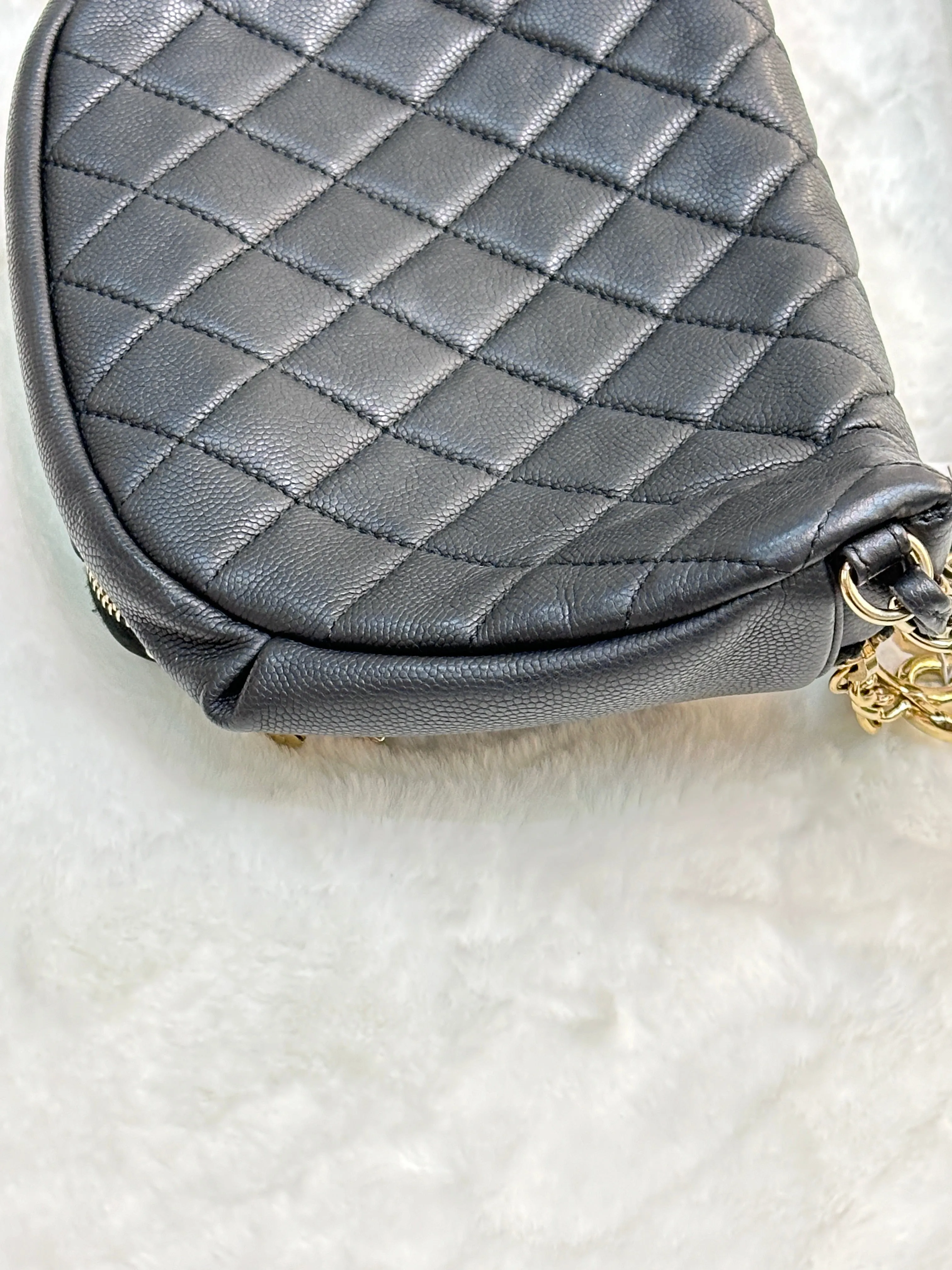 Chanel Black Quilted Caviar Leather Business Affinity Waist Belt Bag