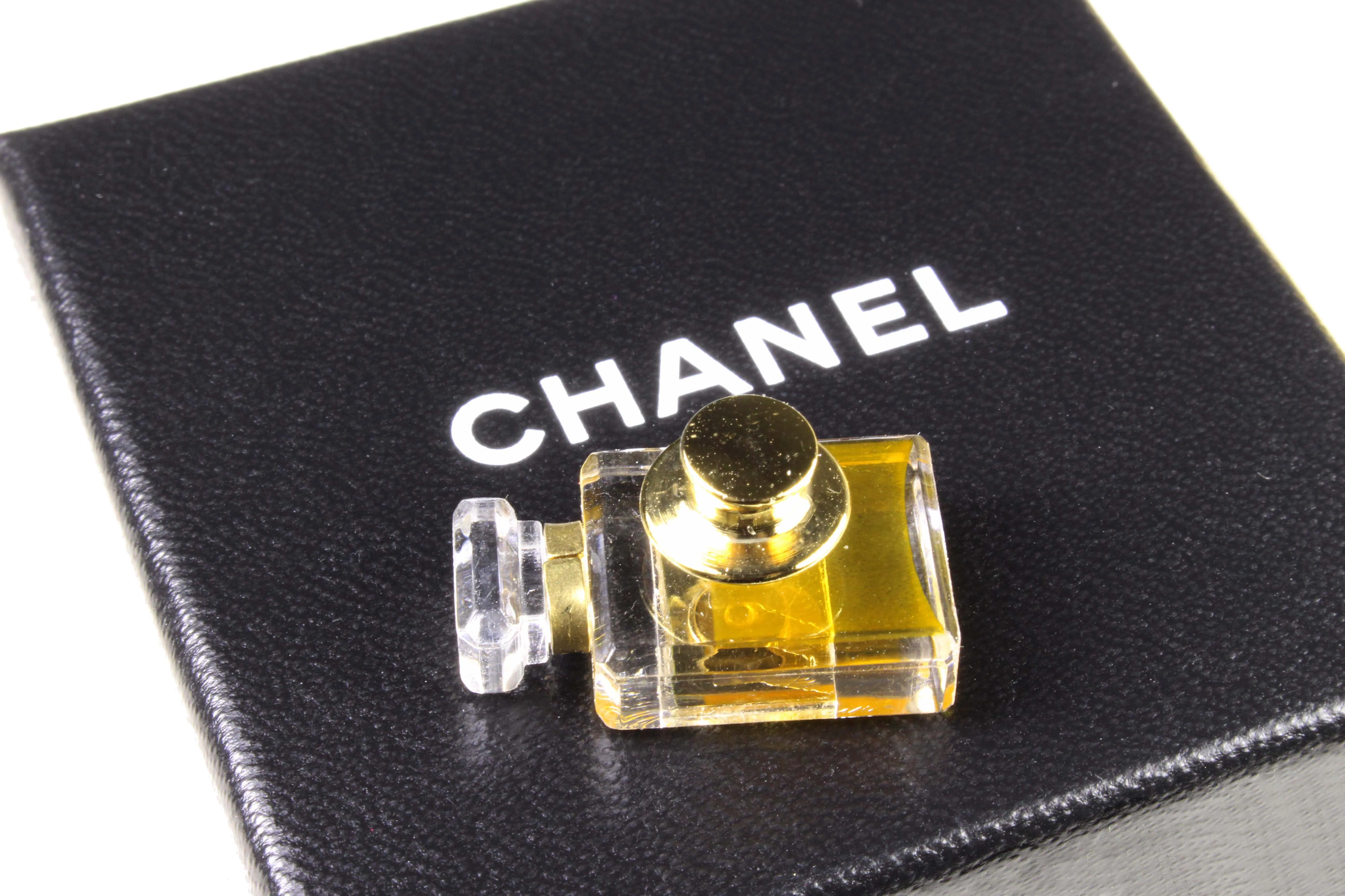 CHANEL iconic No.5 miniature perfume pin brooch