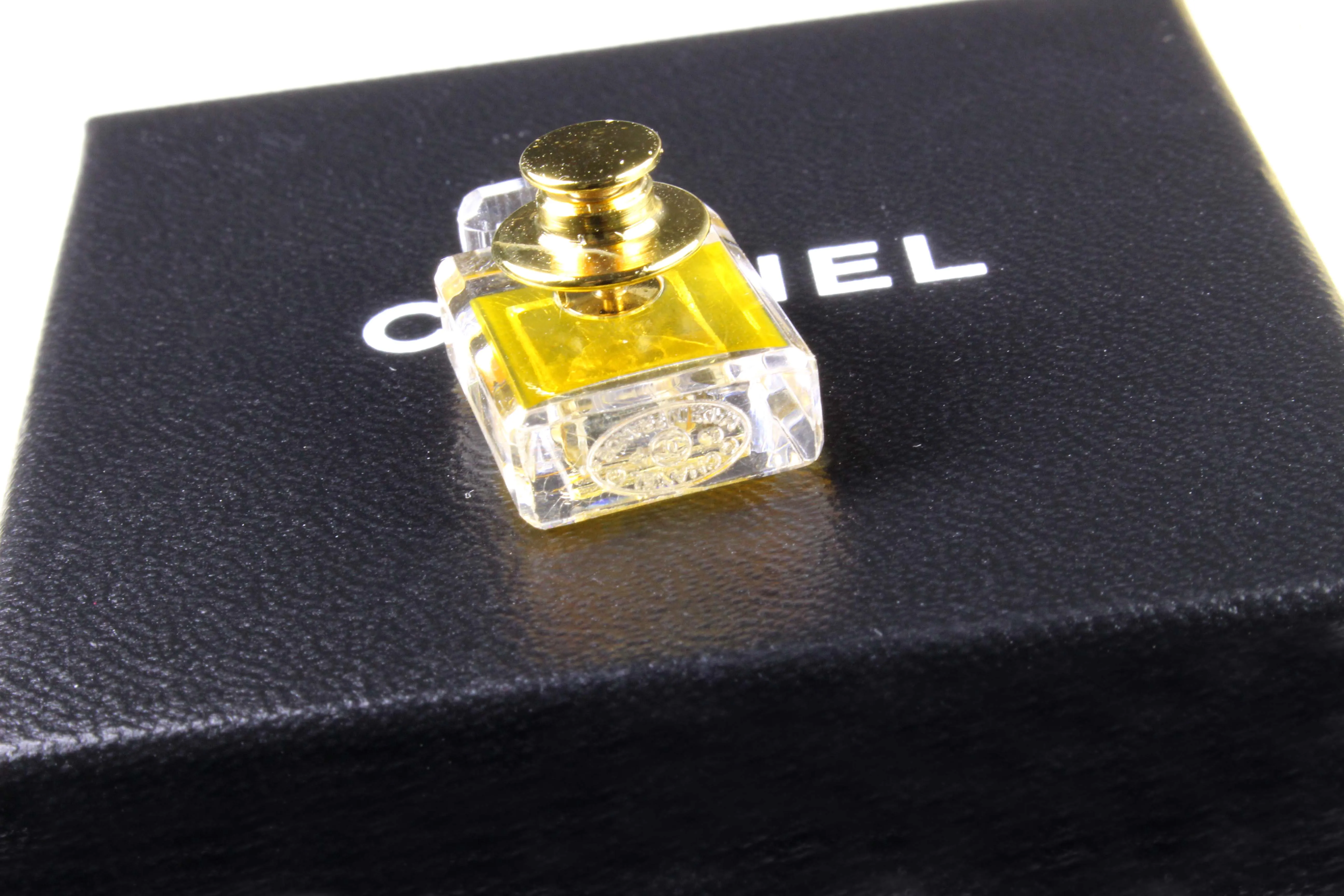 CHANEL iconic No.5 miniature perfume pin brooch