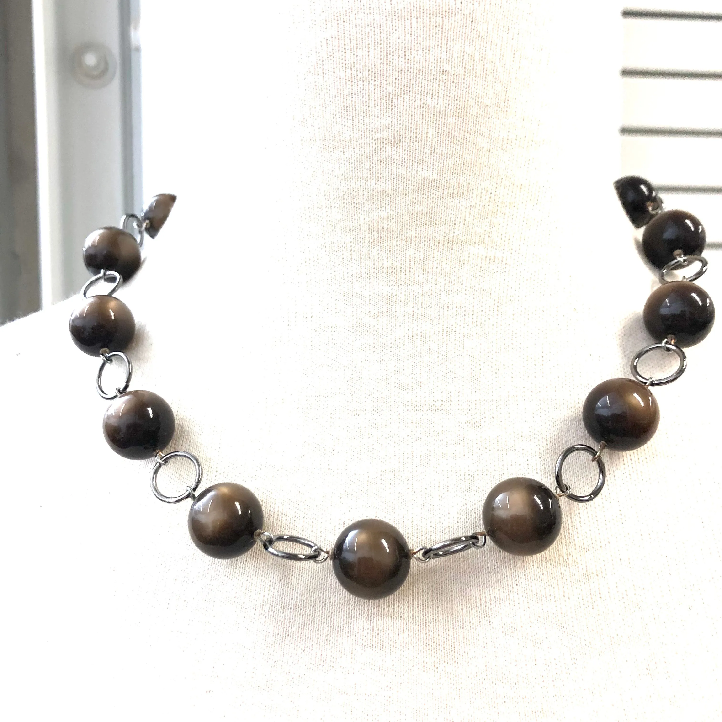 Chocolate Brown Moonglow Stations Necklace