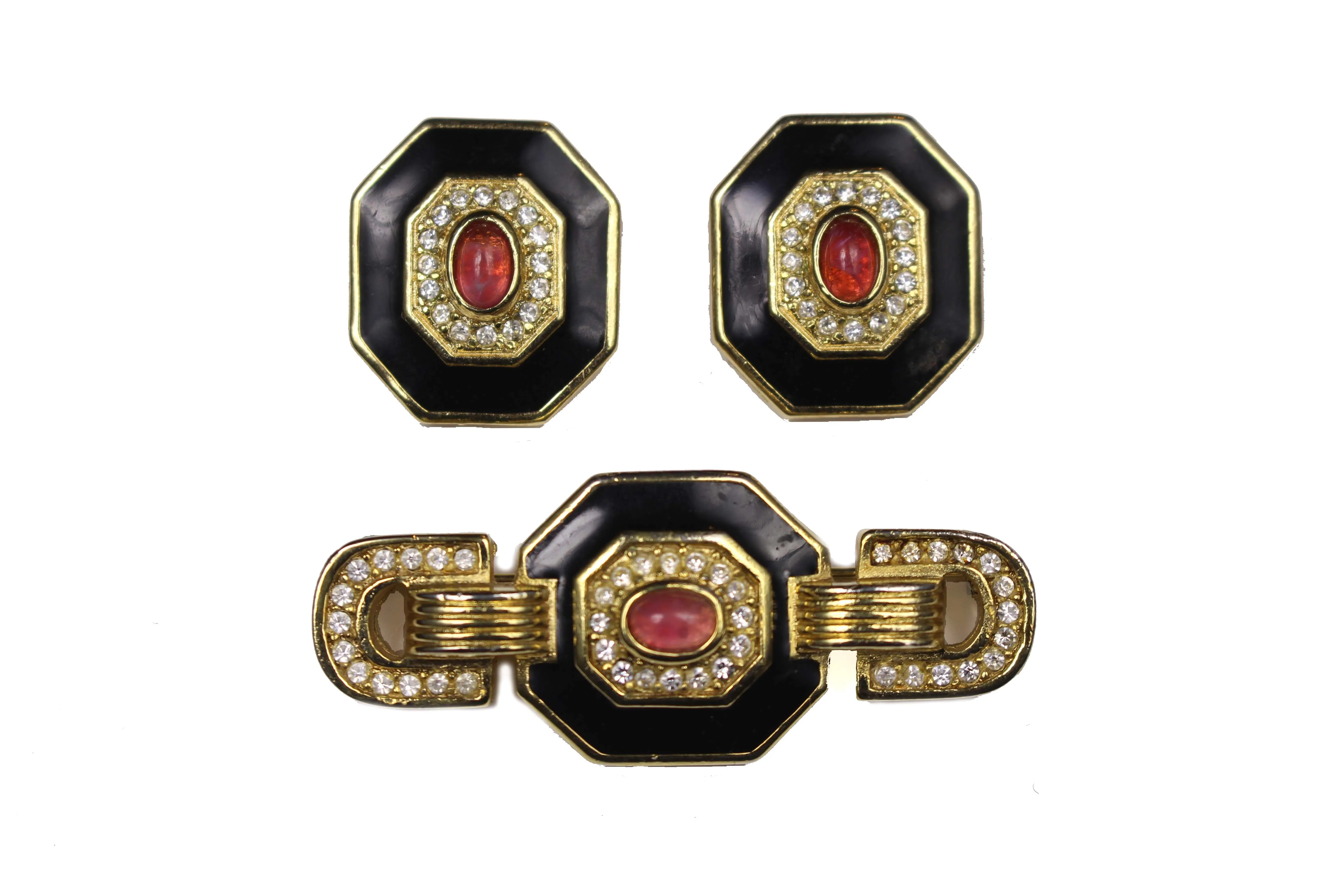 CHRISTIAN DIOR brooch and earrings set