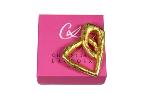 CHRISTIAN LACROIX large gold heart brooch