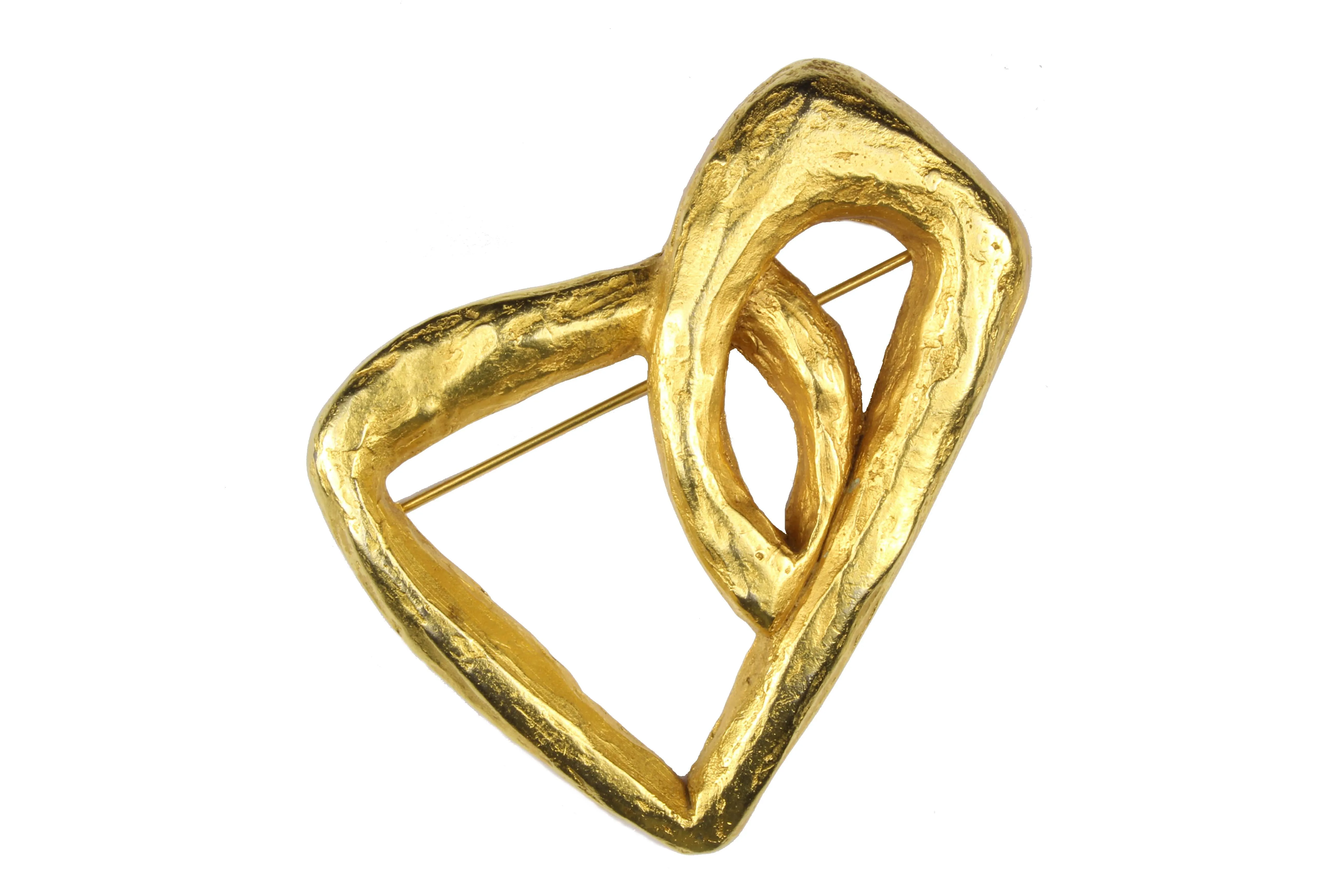 CHRISTIAN LACROIX large gold heart brooch