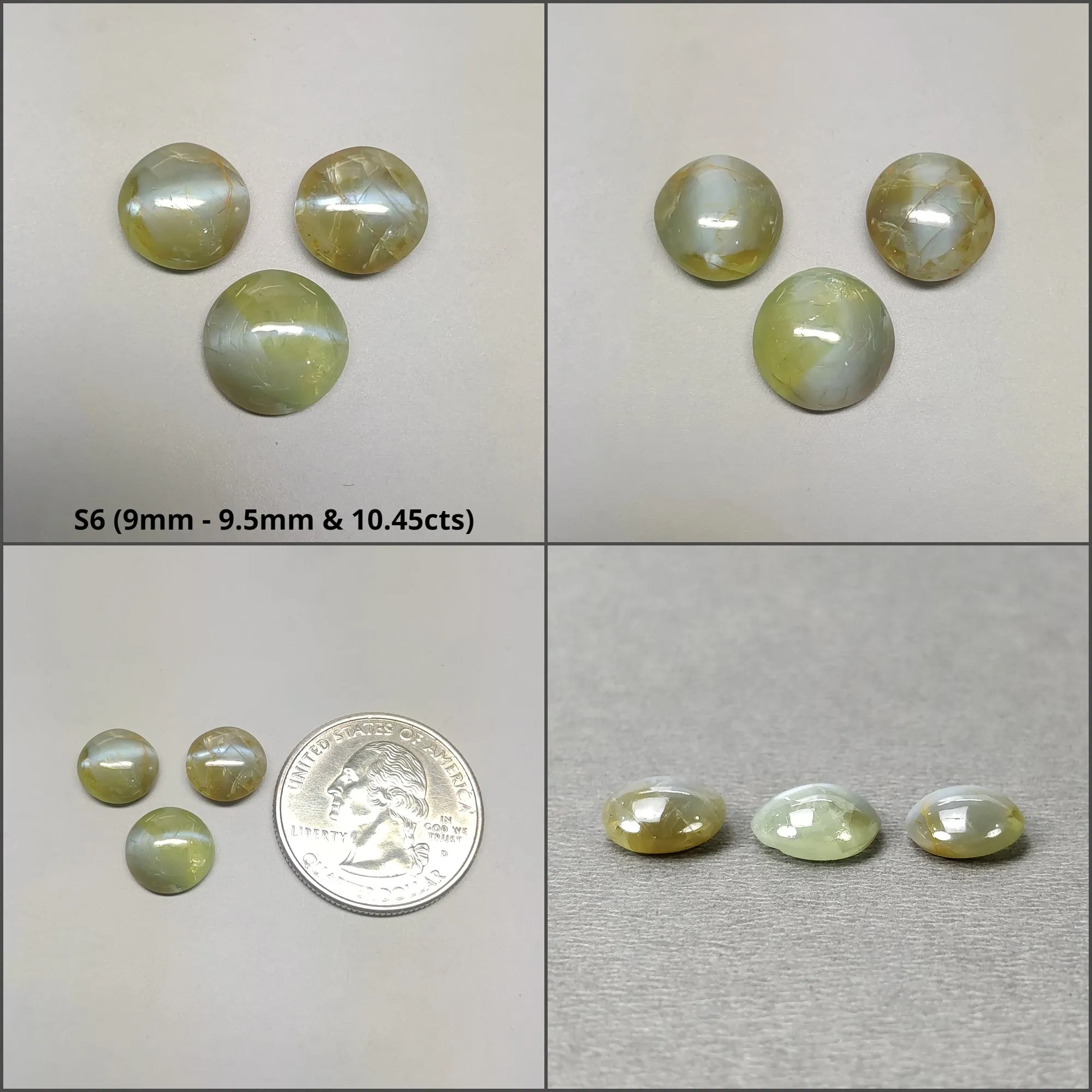 CHRYSOBERYL CAT'S EYE Gemstone Cabochon : Natural Untreated Unheated Cat's Eye Round And Oval Shape 2pcs 3pcs 6pcs 10pcs