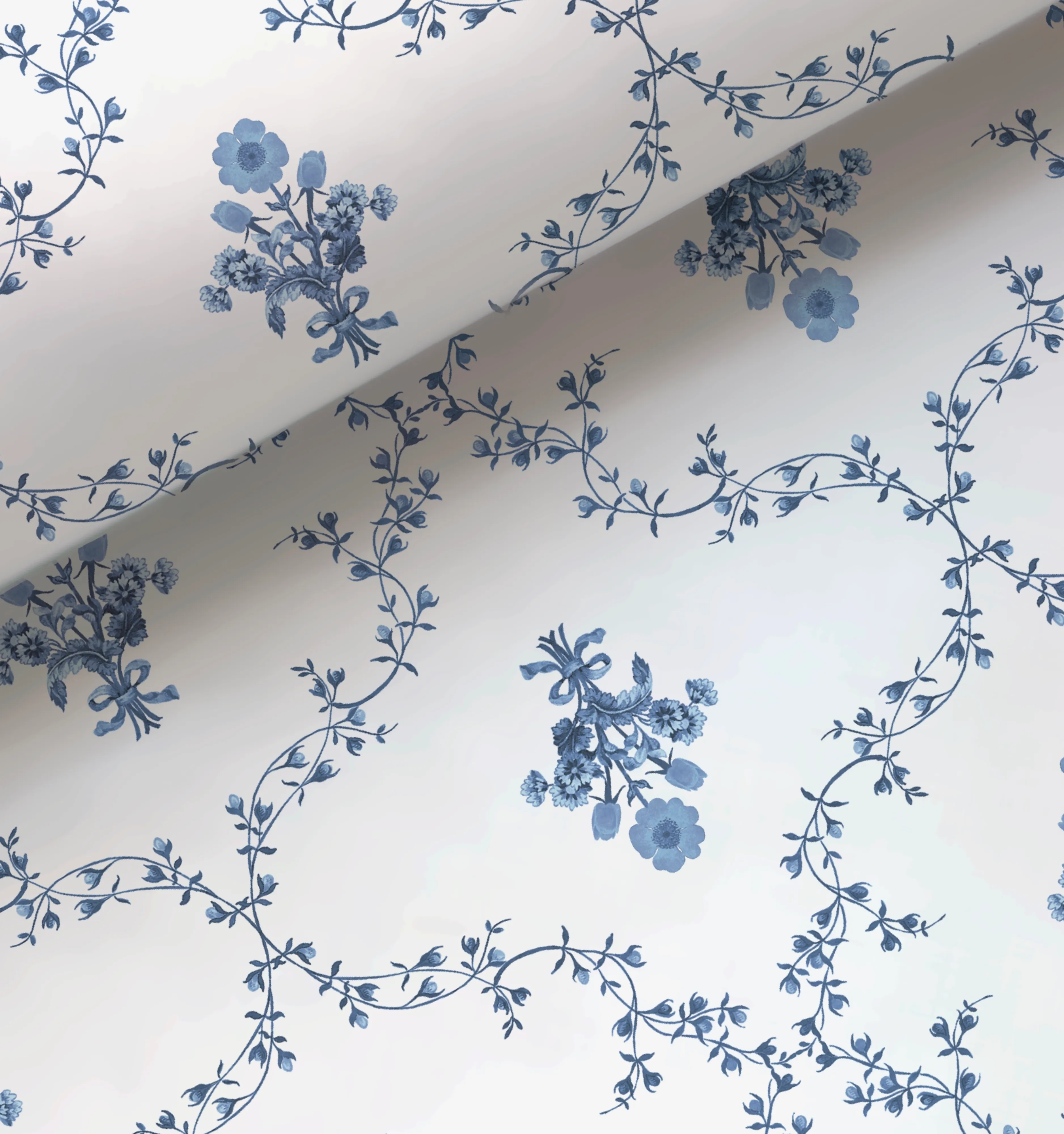 Clay Coated Wallpaper - Blue Trellis