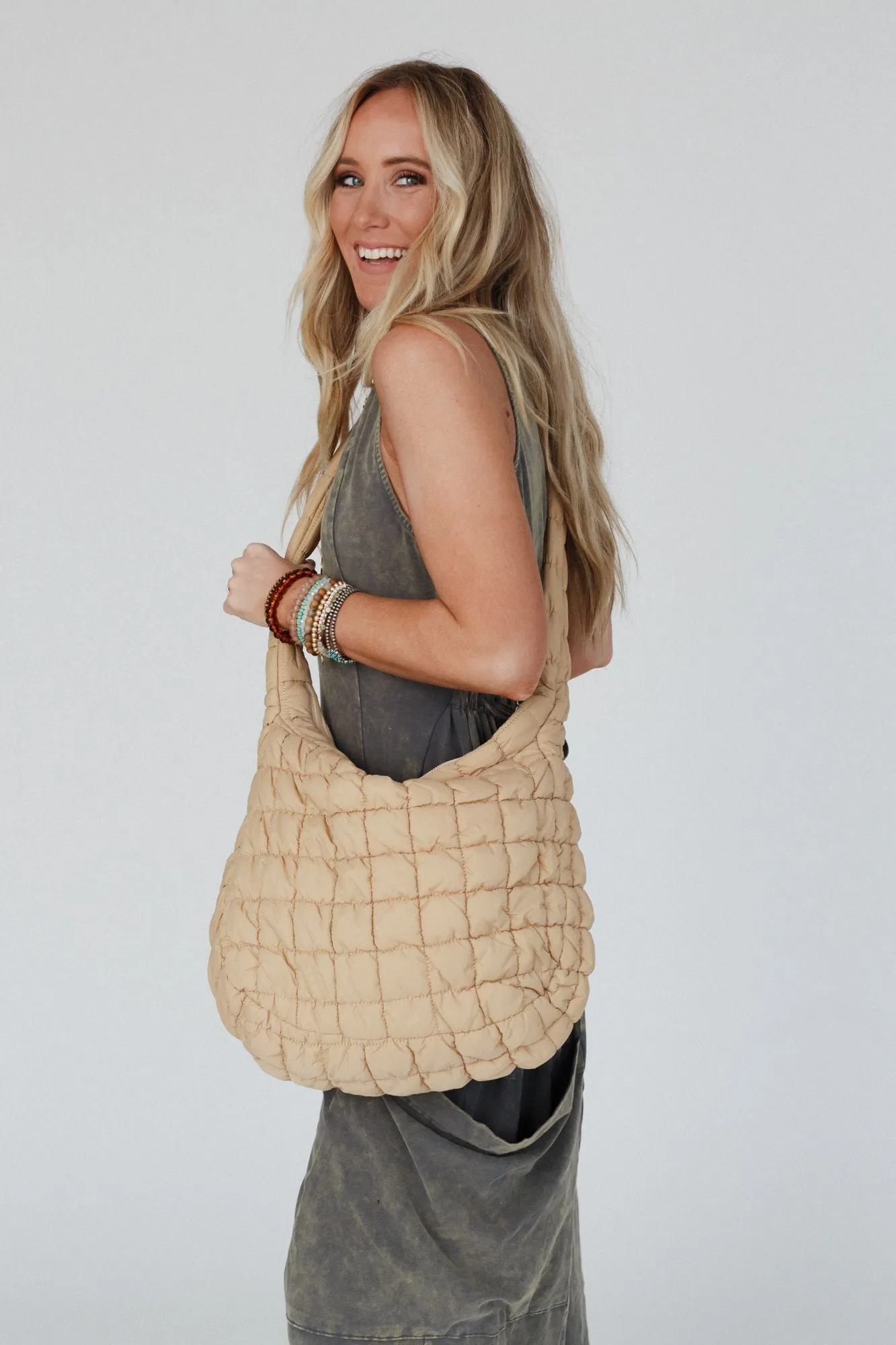 Cloud Dreamer Quilted Crossbody Bag - Mocha