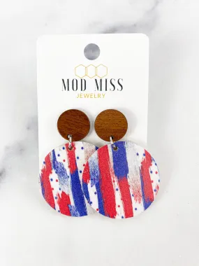 Cork Leather Round Earring American Brushstrokes