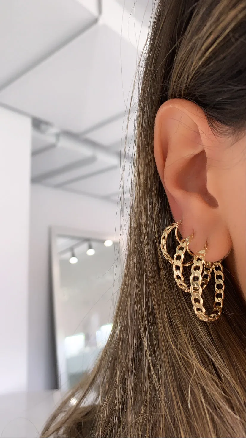 Cuban Chain Hoop Earrings