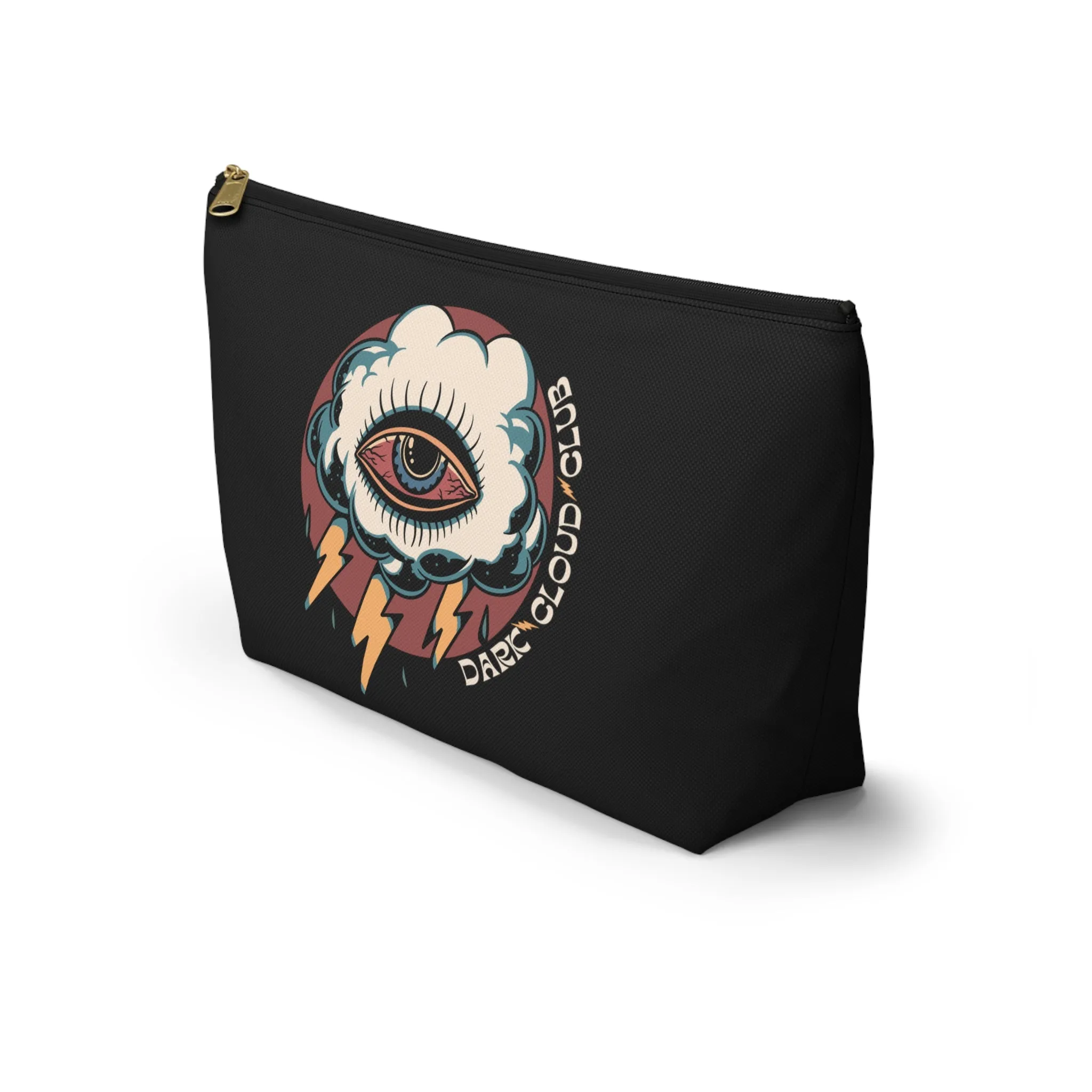 Dark Cloud Club Tattoo Accessory Pouch with T-bottom / Dark Cloud Lightning Eye Makeup Bag Vintage Traditional Tattoo / Punk Rock Bag