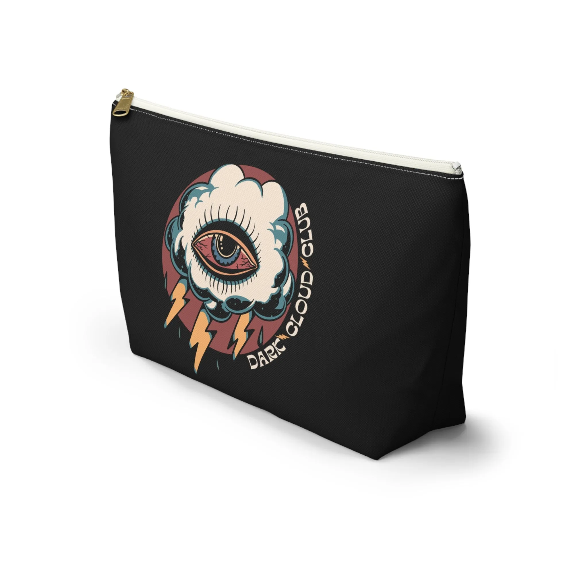 Dark Cloud Club Tattoo Accessory Pouch with T-bottom / Dark Cloud Lightning Eye Makeup Bag Vintage Traditional Tattoo / Punk Rock Bag