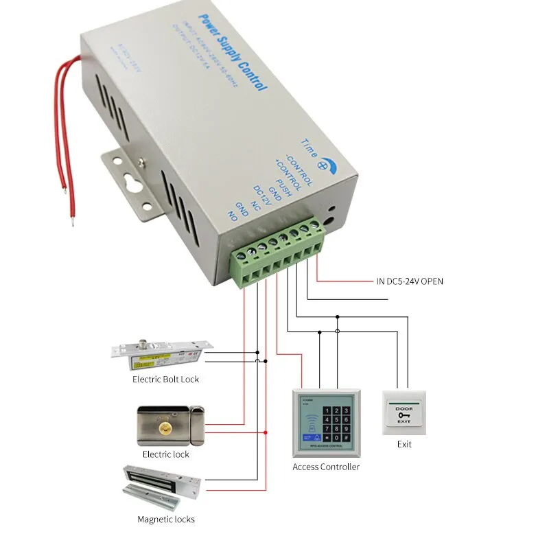 DC12V 5A Access Control Power Supply Transformer Door Adapter Covertor AC 90~260V for RFID Fingerprint Access Control