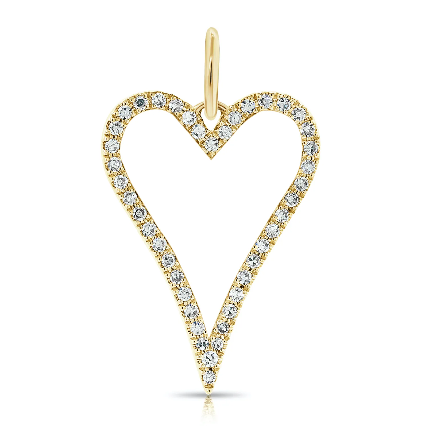 Diamond Elongated Open Heart Charm