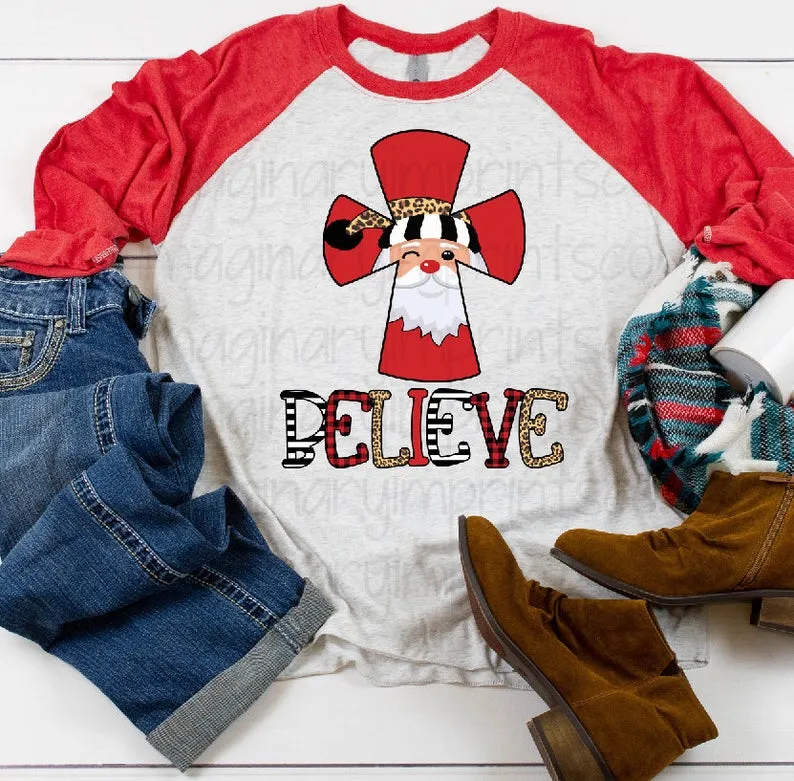 DO YOU BELIEVE? JESUS is the reason for the season - Red/White Raglan