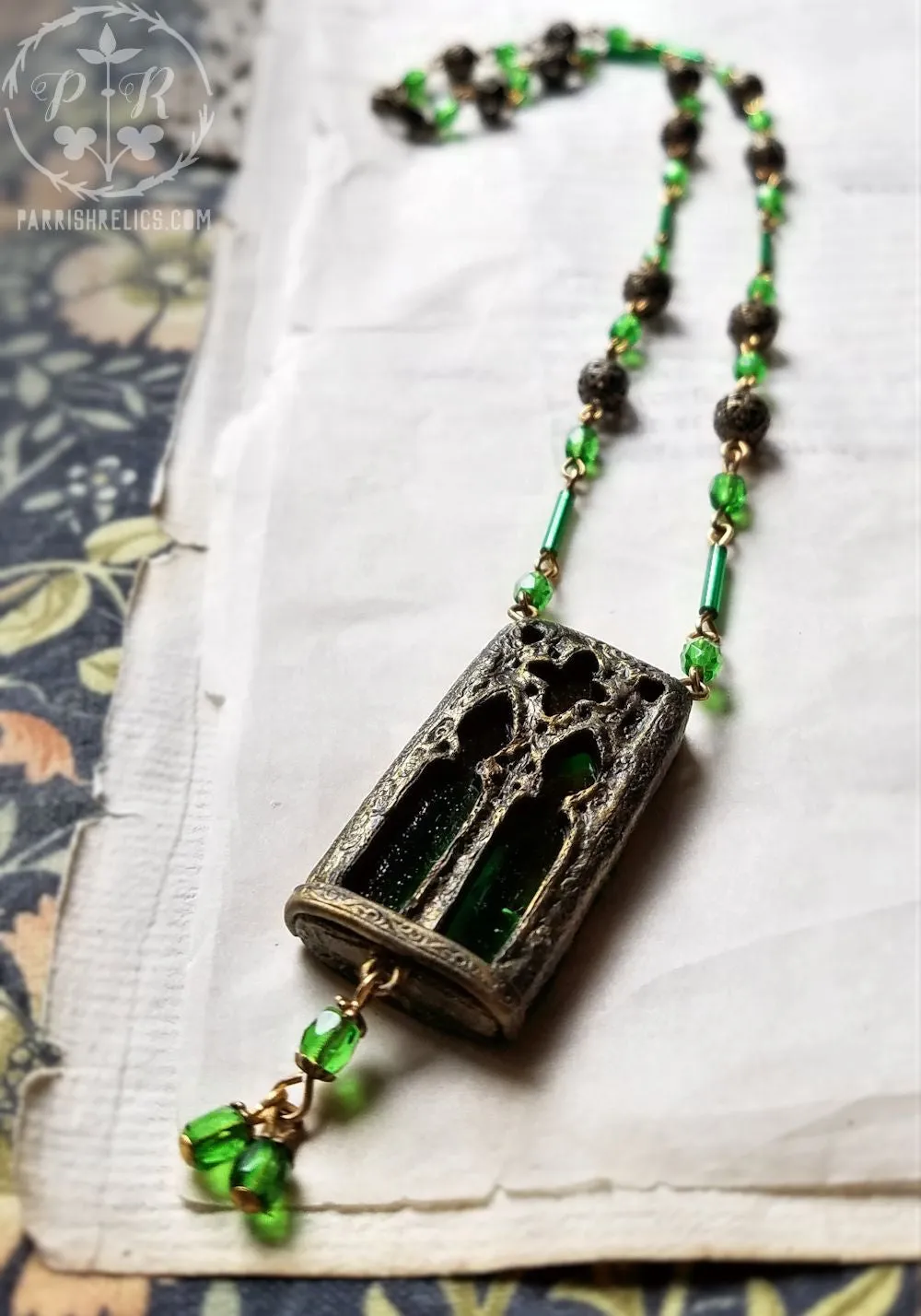 Emerald Cathedral Stained Glass Window Amulet