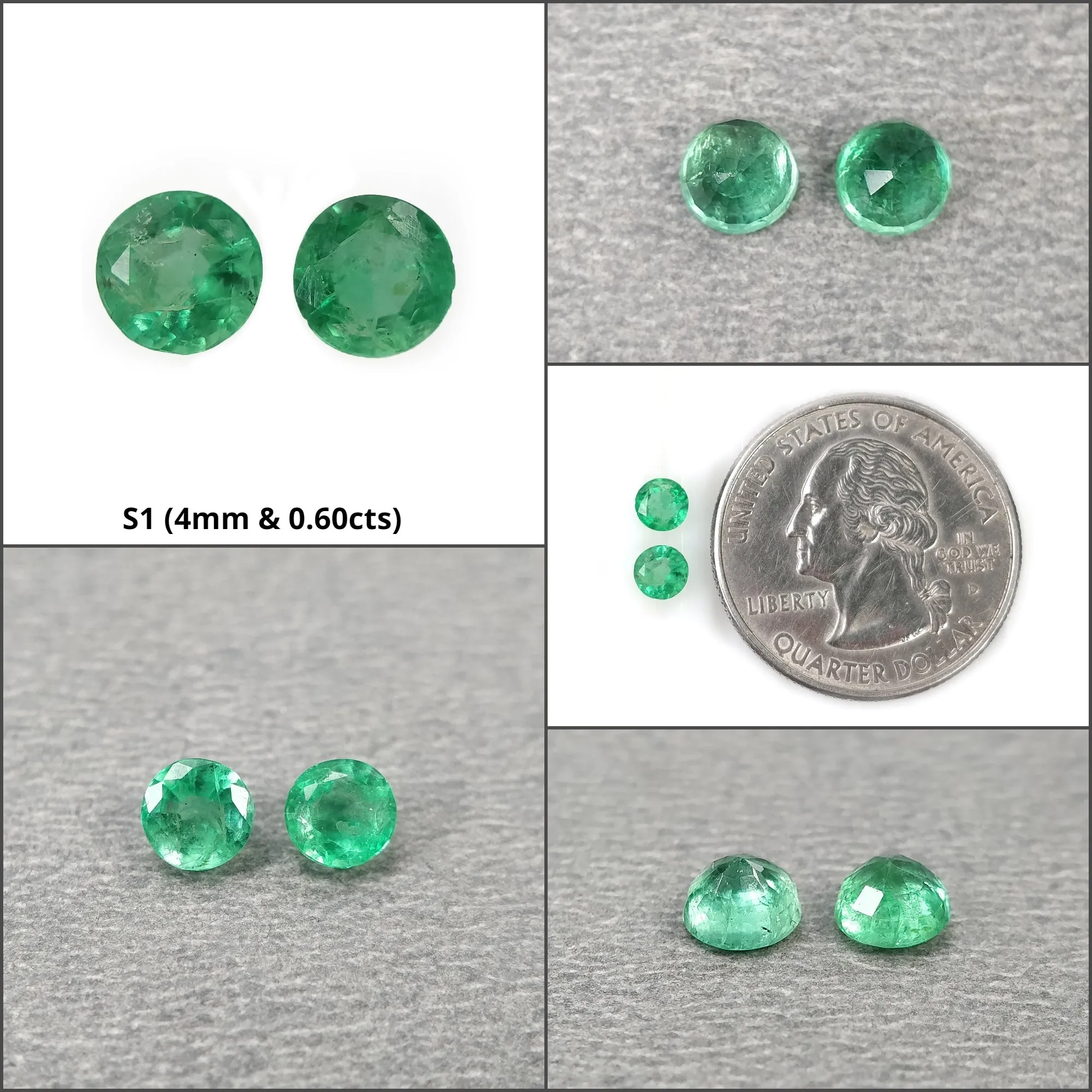 Emerald Gemstone Normal Cut : Natural Untreated Unheated Green Emerald Round Shape Pairs For Jewelry