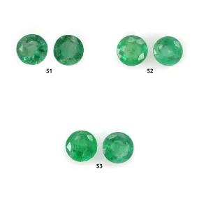 Emerald Gemstone Normal Cut : Natural Untreated Unheated Green Emerald Round Shape Pairs For Jewelry