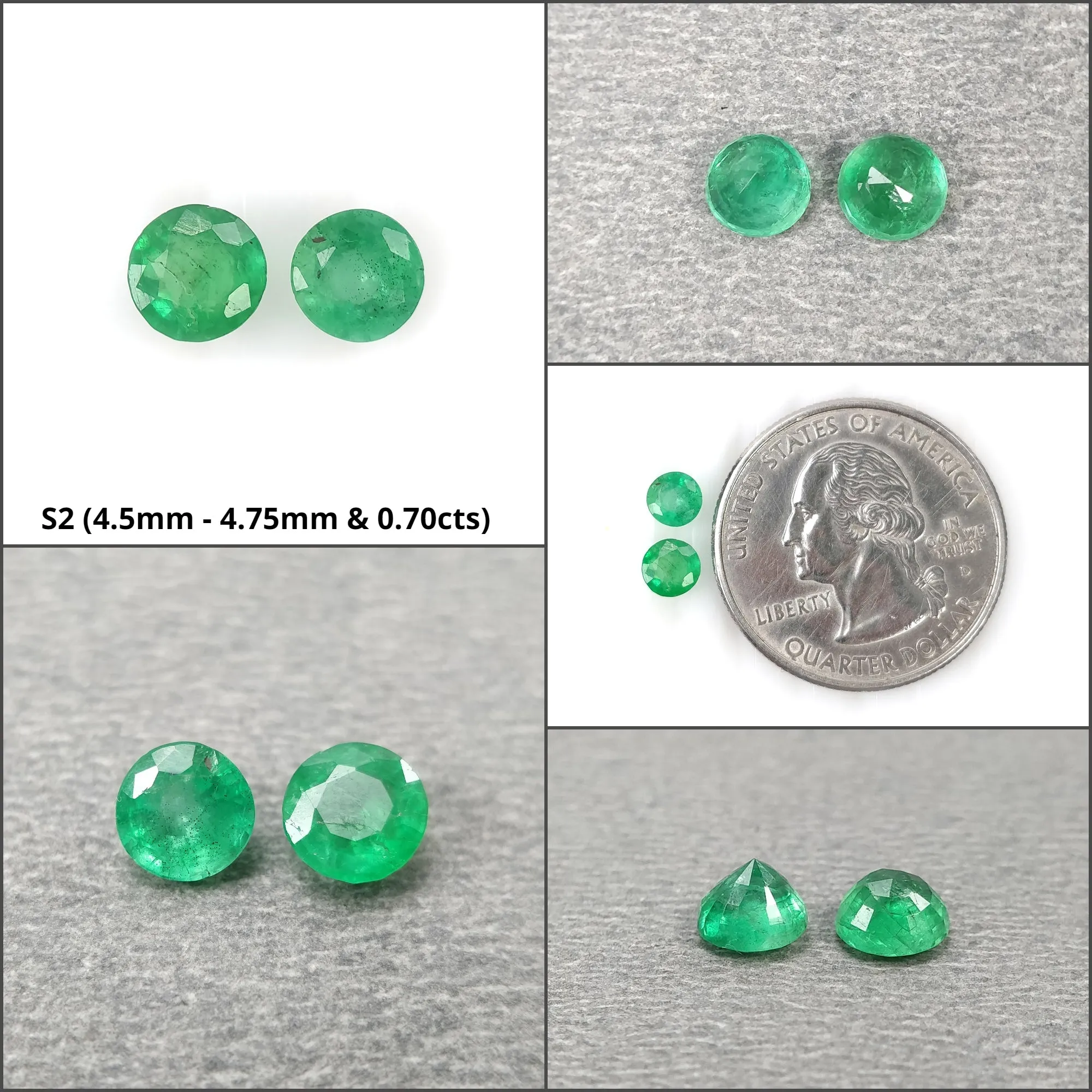 Emerald Gemstone Normal Cut : Natural Untreated Unheated Green Emerald Round Shape Pairs For Jewelry