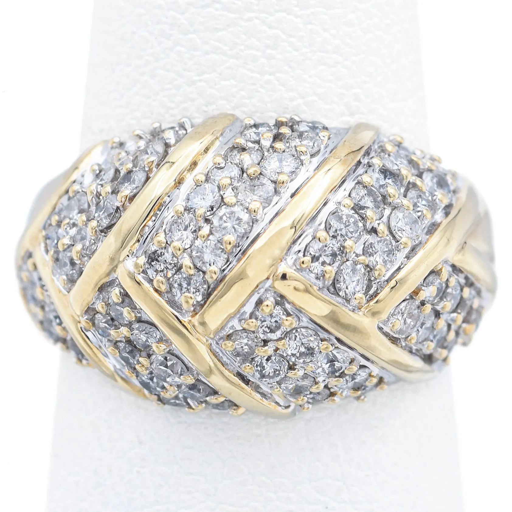 Estate 14K Yellow Gold 1.34 TCW Diamond Band Ring Size 5.5