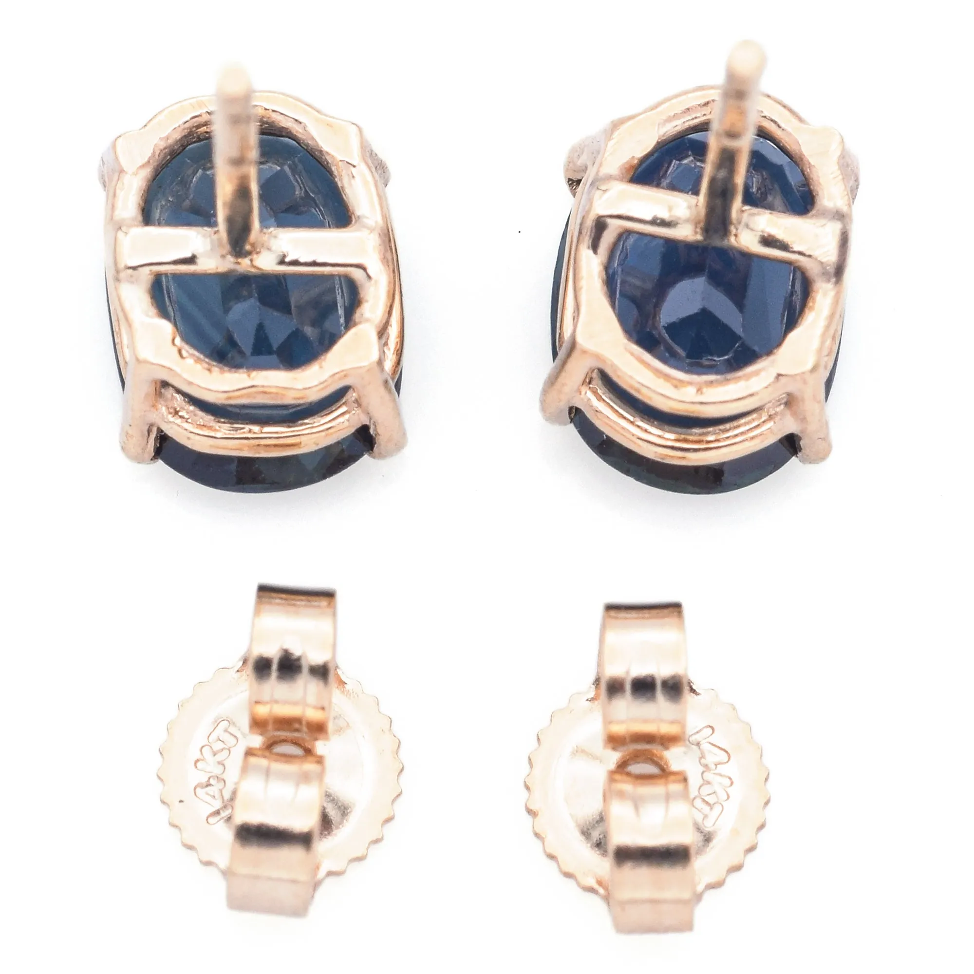 Estate 14K Yellow Gold 2.54 TCW Natural Sapphire Oval Stud Earrings