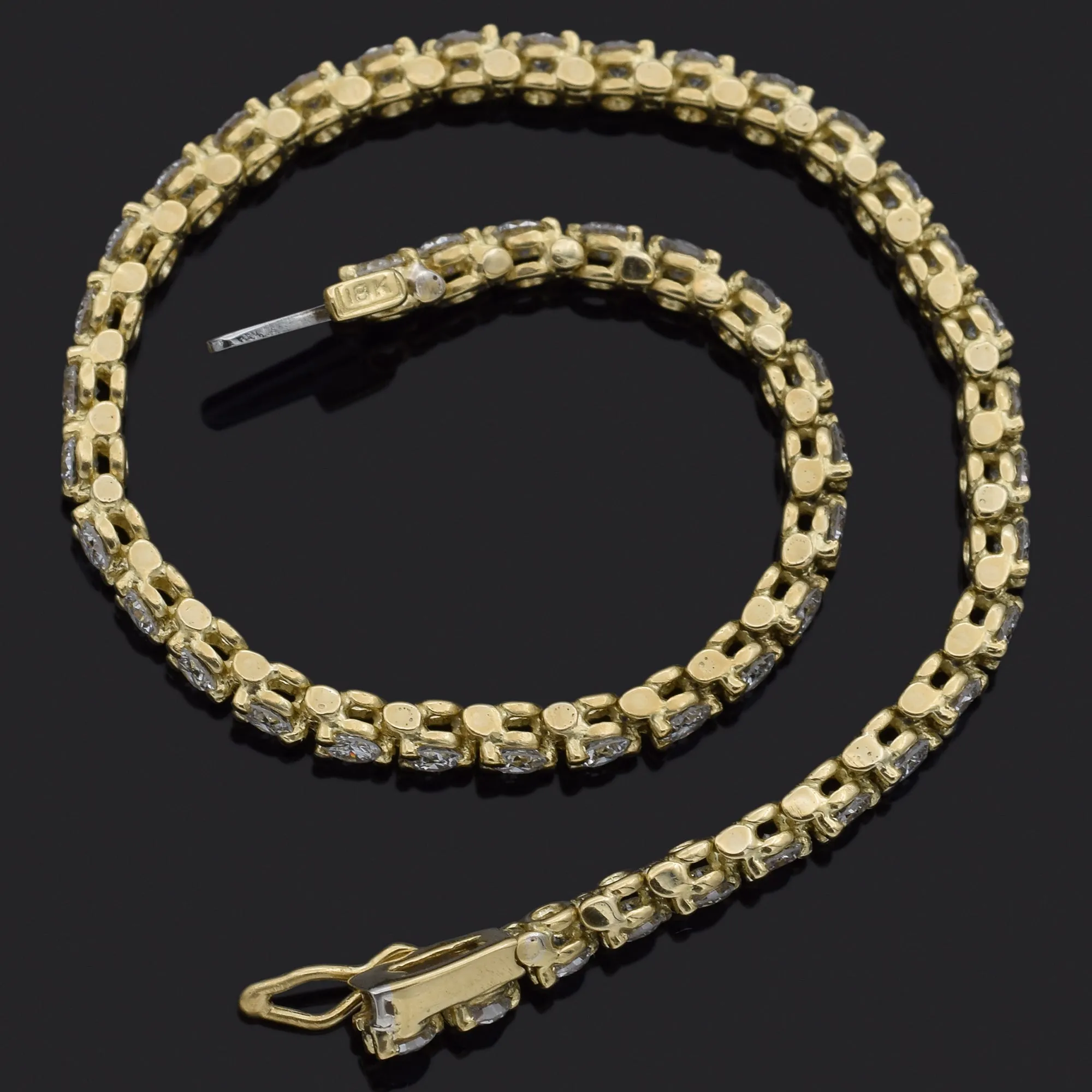 Estate 3.50 TCW Diamond 18K Yellow Gold Round Link Tennis Bracelet