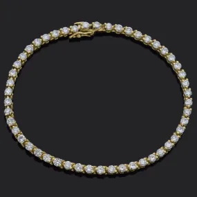 Estate 3.50 TCW Diamond 18K Yellow Gold Round Link Tennis Bracelet