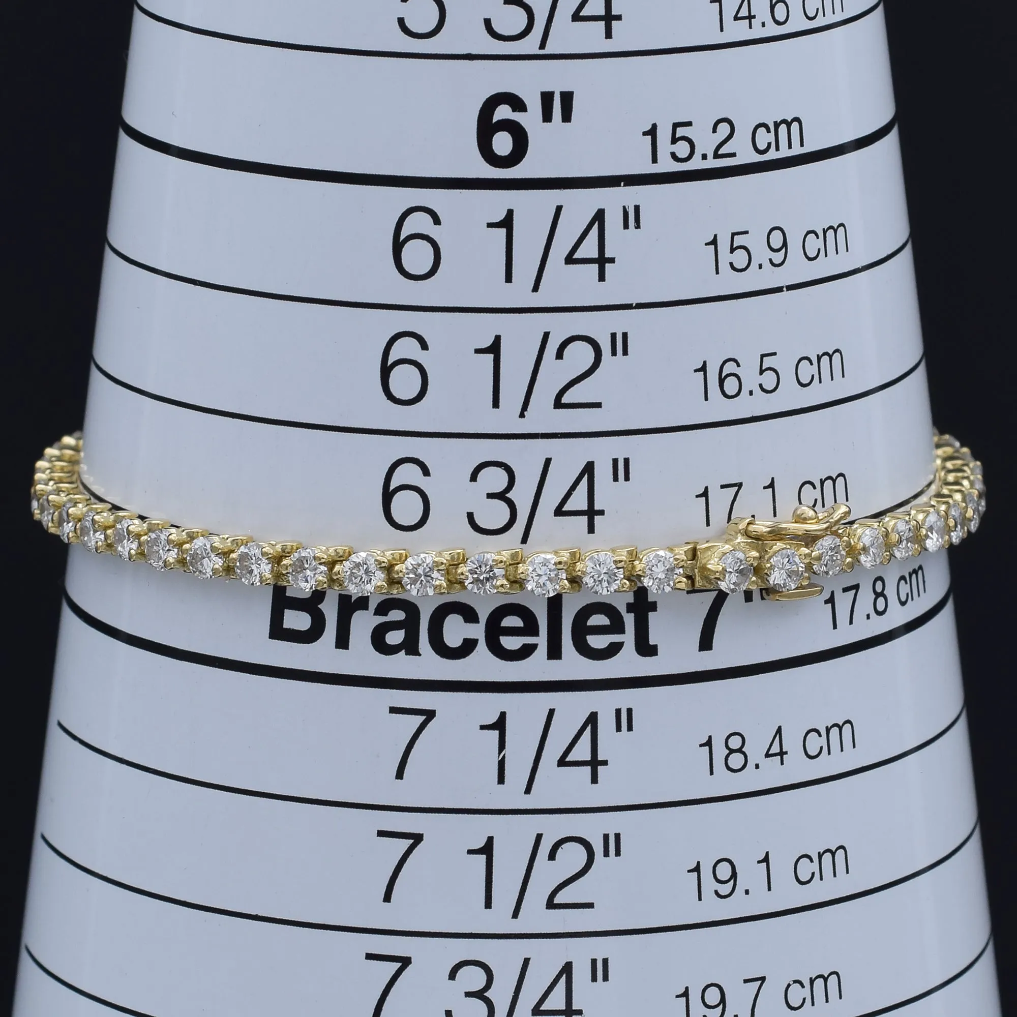 Estate 3.50 TCW Diamond 18K Yellow Gold Round Link Tennis Bracelet